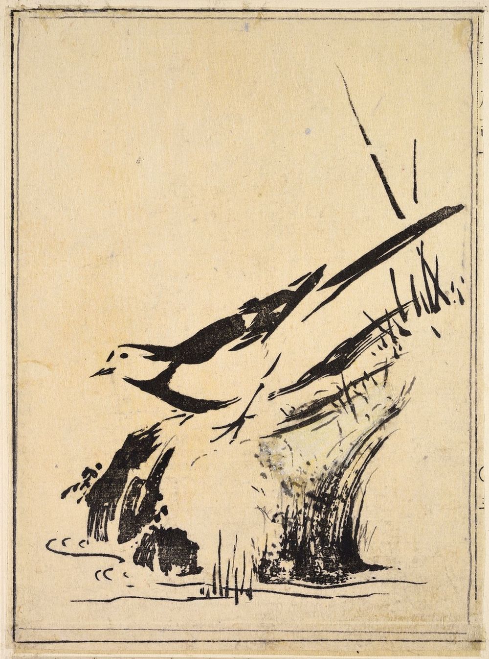 A woodcut print depicting a bird near water, in Japanese printmaking style, created approximately between 1699 and 1748.